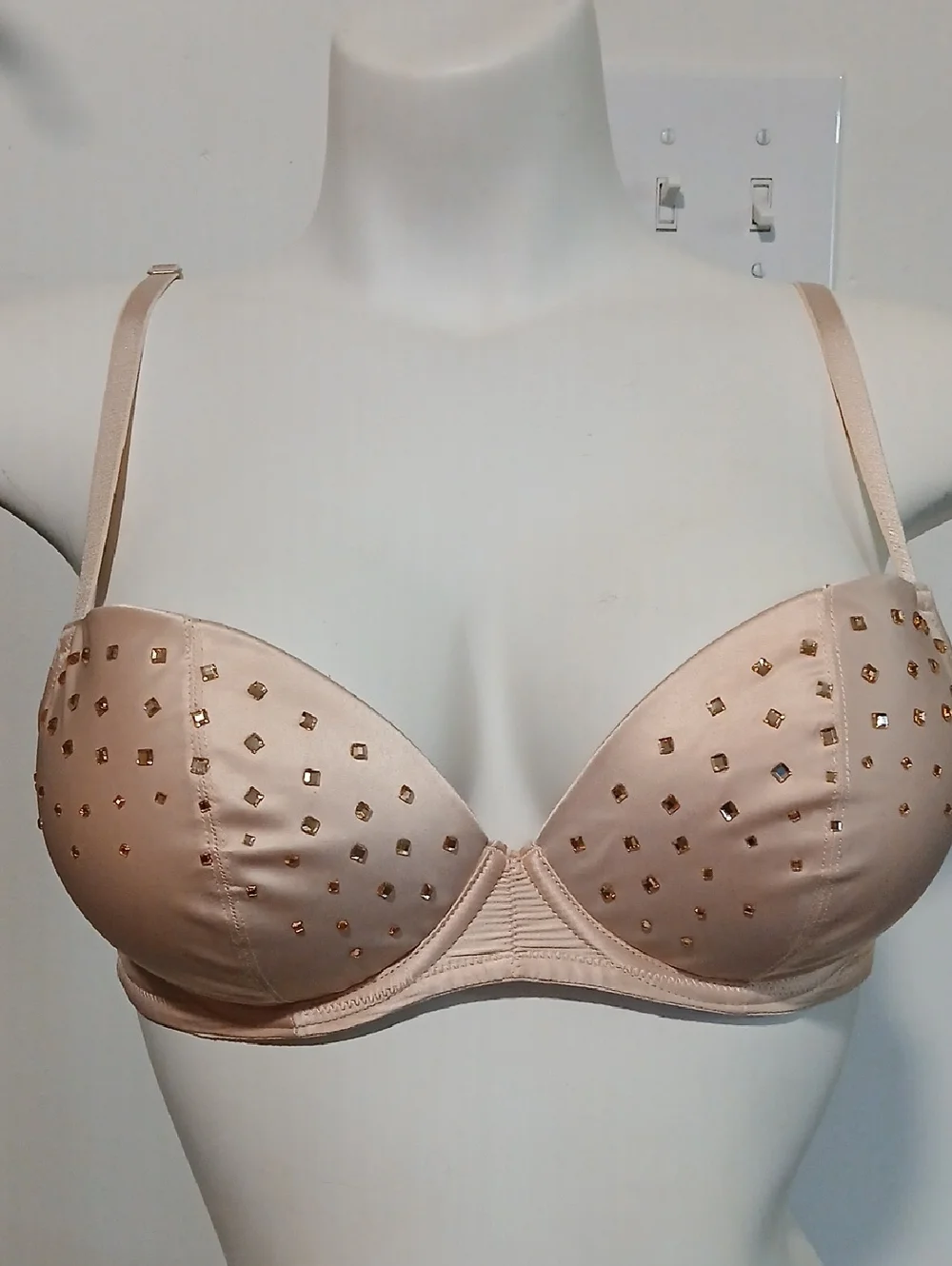 Aerie "REESE" LIMITED EDITION Nude Champagne Embellished Sexy Underwire Bra - Picture 1 of 16